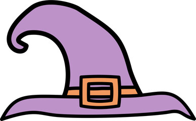 color halloween doodle witch hat