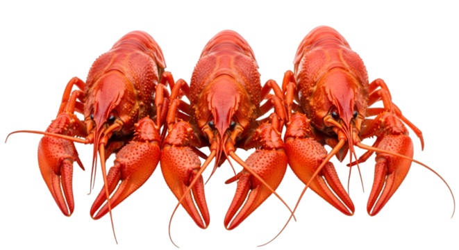 Three Red Crayfish Lined Up graphic image