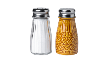  Salt and pepper shakers bundle with two variations, isolated on transparent background