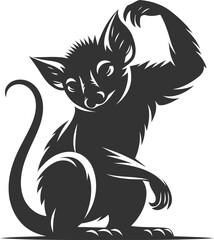 Aye-aye animal vector silhouette black illustration