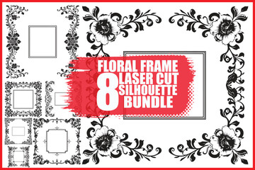 8 Floral Frame Vector Set
