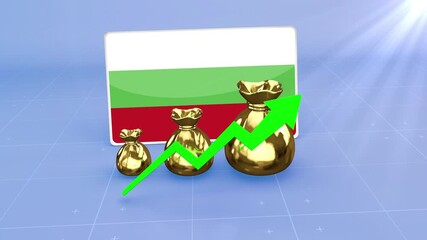 Bulgaria Reserves Growth with Rising Green Arrow Economic Data Graph Infographic  - Powered by Adobe
