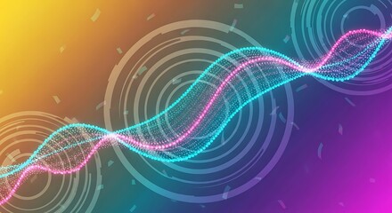 Soundwave Mockup with Vibrant Neon Glow and Circular Geometric Patterns