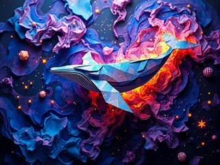 abstract flying whale