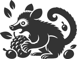 Aye-aye animal vector silhouette black illustration