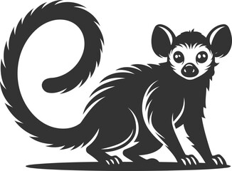 Aye-aye animal vector silhouette black illustration