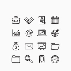 Set of business and finance icons simple line vector symbols for web design isolated on white background