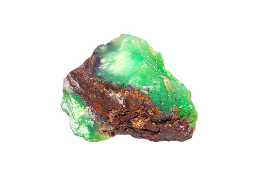 Chrysoprase (Chrysophrase/Chrysoprasus) gemstone on matrix, a gemstone variety of  chalcedony 