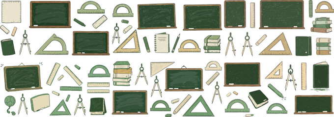 A colorful assortment of educational tools and supplies for a creative classroom atmosphere.