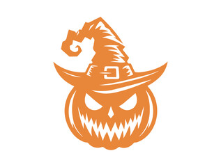 Happy Halloween, pumpkin hat smile, balloons, Ghost holding a balloon, bat flying, banner design on white background, vector illustration