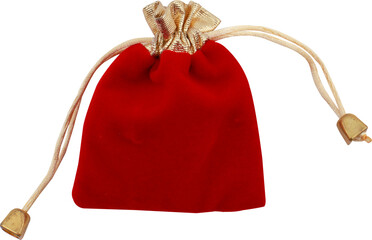 red jewelry bag on transparent background