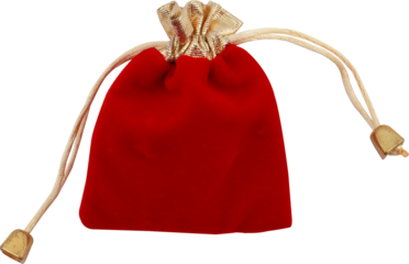 red jewelry bag on transparent background