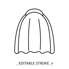 A chef hat icon in a minimalist line style with editable stroke. Professional cook uniform, kitchen staff accessory, restaurant headwear, culinary symbol, gourmet food preparation.