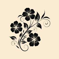 "Elegant Floral Whirl &ndash; Black & White Botanical Ornament"