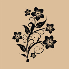 "Elegant Floral Whirl &ndash; Black & White Botanical Ornament"
