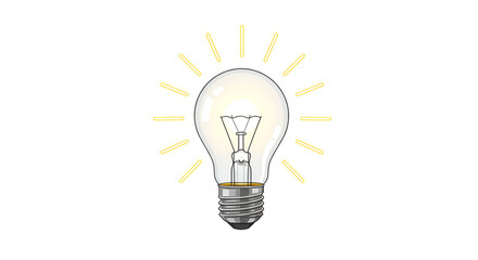 Glowing Light Bulb Illustration on White Background