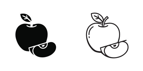 Apple Icon Set: Solid and Outline Styles