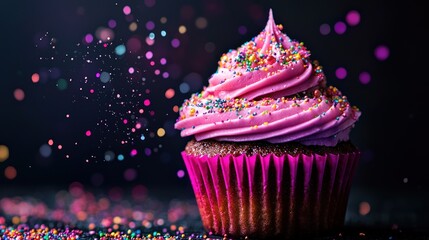 Festive pink cupcake