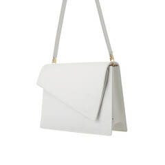 Trendy White Handbag with Elegant Closure and Gold Detail