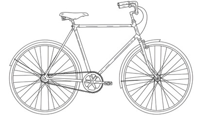 Outline Illustration of a Classic Retro Bicycle