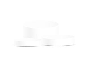 PNG white podium for product display, isolated on transparent 3D background, empty stage with clean geometric platform and step presentation stand.