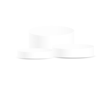 PNG white podium for product display, isolated on transparent 3D background, empty stage with clean geometric platform and step presentation stand.