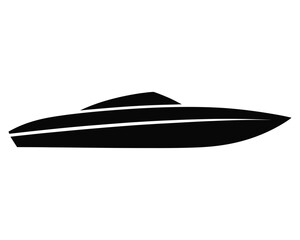 Minimalist black and white speedboat vector illustration scalable for various applications silhouette vector illustration white background