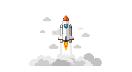 Rocket Launching with Smoke - Startup Business Concept