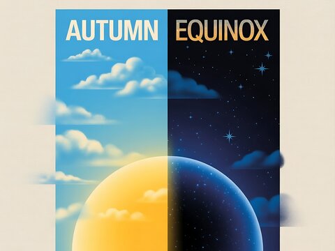 Stunning visual captures the magical transition from bright autumn day to star-filled night sky, symbolizing balance and change.