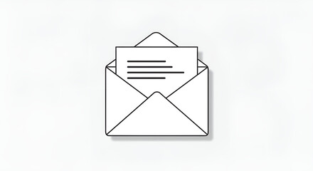 Open Envelope with Letter Minimal Line Icon Design
