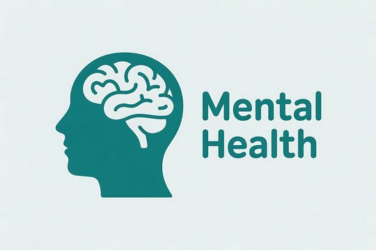 Empowering awareness of mental health with a clear, modern icon depicting a brain inside a human head and bold typography