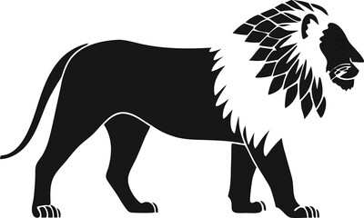 Stylized lion outline vector graphic, ideal for icons, wildlife branding, and tattoo templates.