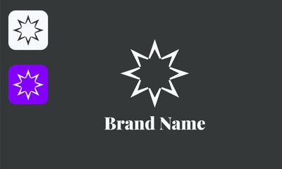 Simple Star Symbol, Luxury Badge Template, Modern Business Logo, White Vector Black Background