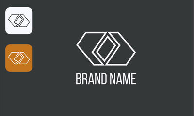 Geometric Pentagon Logo, Abstract Modern Symbol, Minimalist Shape Design, Isolated White on Black