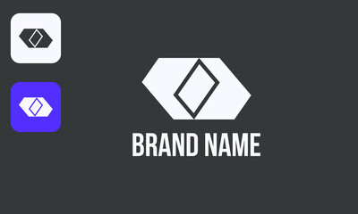 Modern Pentagon Symbol, Geometric Abstract Icon, Minimalist Corporate Mark, Isolated White on Black