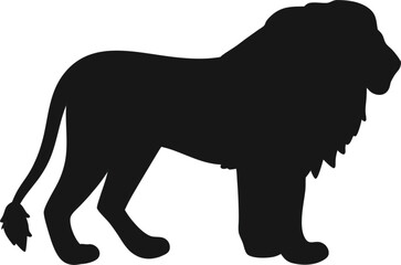 Minimal lion silhouette vector icon. Bold, clean lines ideal for logos, branding, or tattoo designs. Isolated on white background.