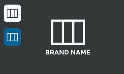 Modern Window Trio, Minimalist Facade Symbol, Clean Architectural Logo, Isolated White on Black