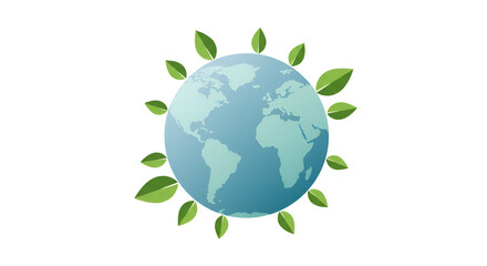 Eco-Friendly Earth Globe with Green Leaves Illustrating Sustainability