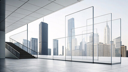 Minimal background with transparent layered rectangles, modern corporate design