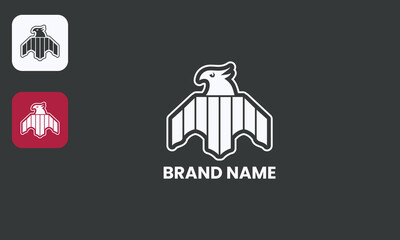 Simple Eagle Outline, Contemporary Bird Symbol, Clean Avian Mark, Isolated White on Black