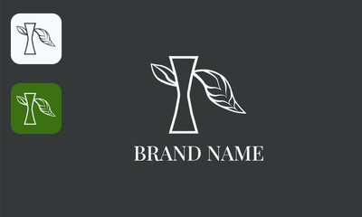 R Tree Fusion Logo, Botanical Letter Design, Natural Monogram Symbol, White Vector Black Background