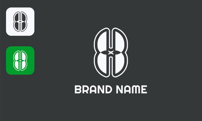 Modern HB Monogram Logo, Geometric Letters Design, Minimalist Initial Symbol, Isolated White on Black