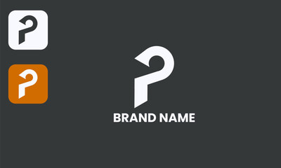 P Initial Logo, Strong Typography Design, Bold Geometric Symbol, White Vector Black Background