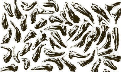 Dynamic Abstract Brushstrokes and Grunge Shapes on White Background - Artistic Texture or Paint Splatter Pattern