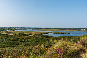 Hengistbury Head, Southbourne, UK - August 10th 2025: View of Christchurch Harbour from Warren Hill.