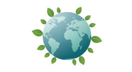 Green Earth with Leaves Illustration for Environmental Conservation
