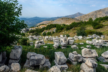 Mountain view from the ruins of the ancient city of Sagalassos in Aglasun district of Burdur province in Turkey.