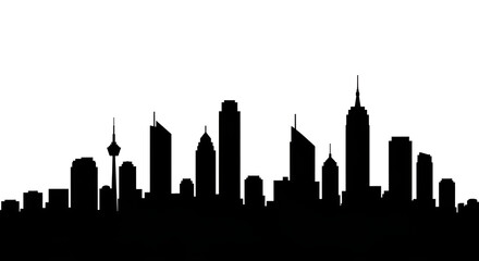 Modern City Skyline Silhouette Black Vector Illustration