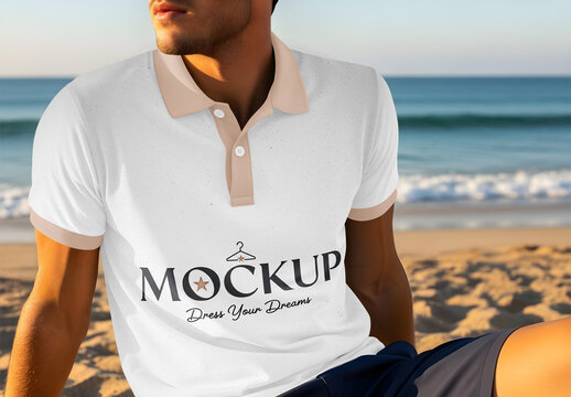 Polo T-Shirt Mockup Beach Vibes