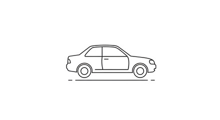 Car line icon. Simple sedan vehicle outline on white background.